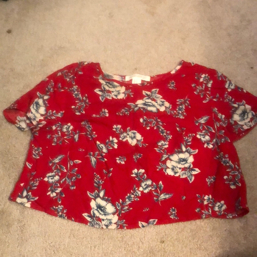 Red floral crop top